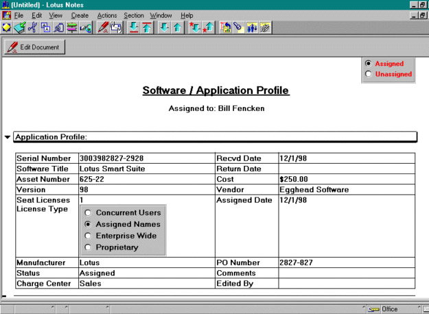 Lotus Notes Software - Tracker Suite - Software Assets