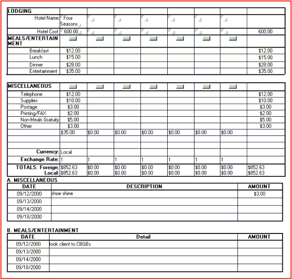 Specific expenses