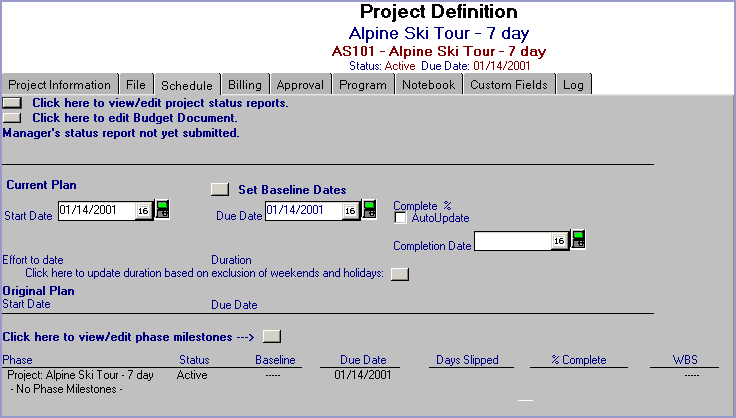 Project baseline