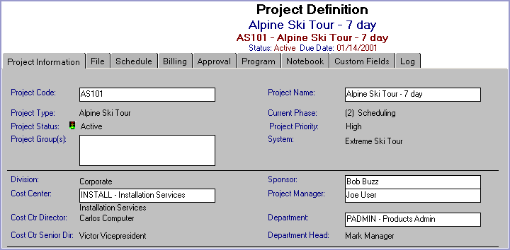 Lotus Notes Software - Project Tracker - Project definition