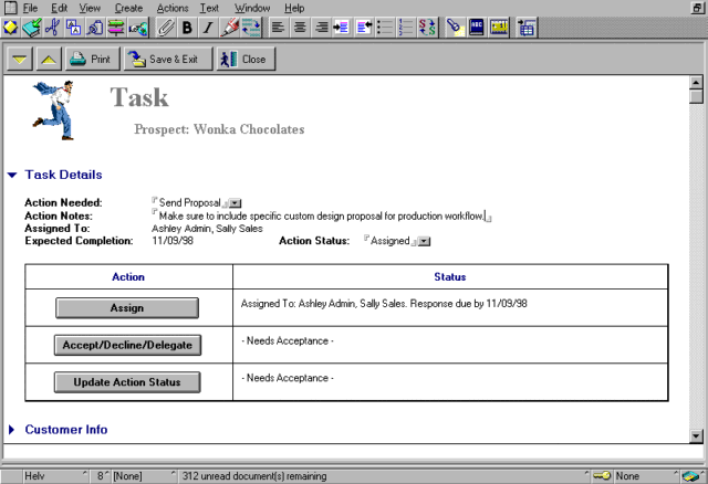 Lotus Notes Software - Prospect tasks