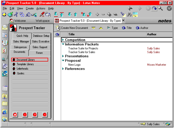 Lotus Notes Software - Prospect Tracker - Prospect marketing documents