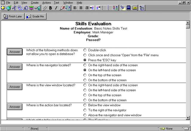 Lotus Notes Software - Skill Tracker Exam