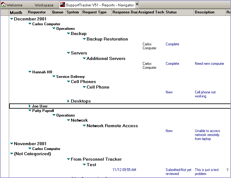 Lotus Notes Software - Support Tracker - Support request reports