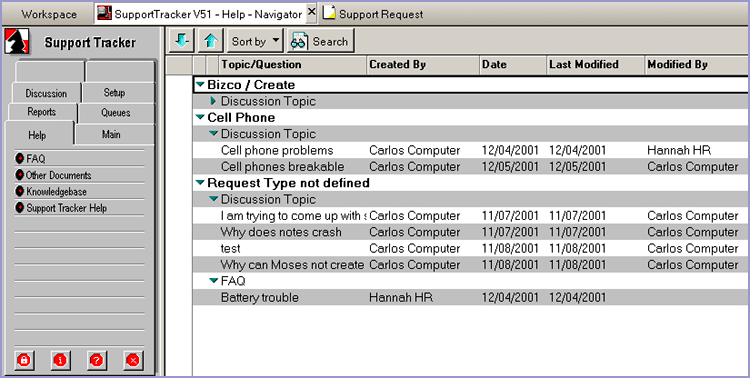 Lotus Notes Software - Support Tracker - Knowledge Base support