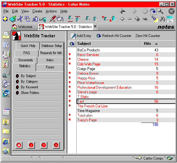 Lotus Notes Software - WebSite Tracker - Visitation Statistics