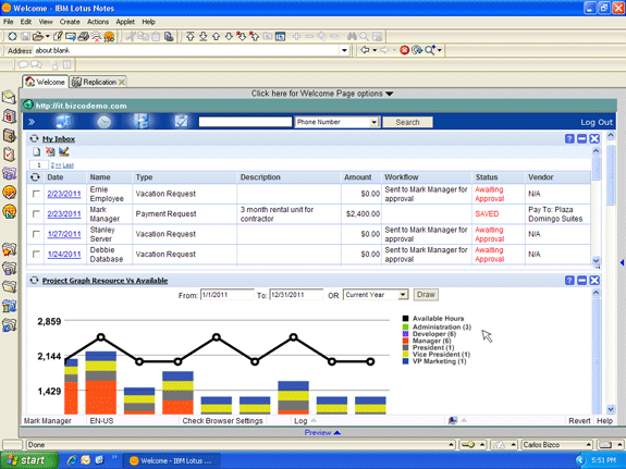 Project manager interface