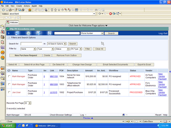 Lotus Notes purchase tracking
